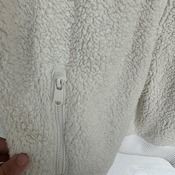 Athleta womens Tugga Sherpa zip up Jacket Natural Ivory Off White size small - Picture 7 of 9